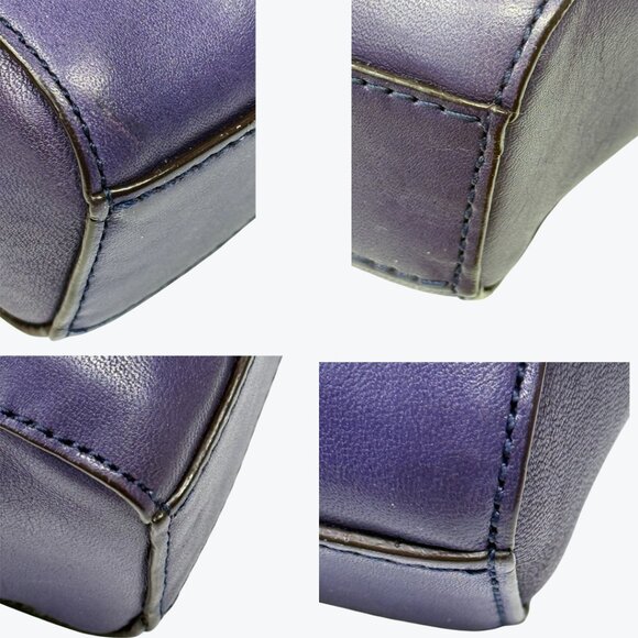 Coach Vintage Smooth Purple Leather Large Wristlet Clutch Turn Lock Front Pocket - Picture 12 of 13